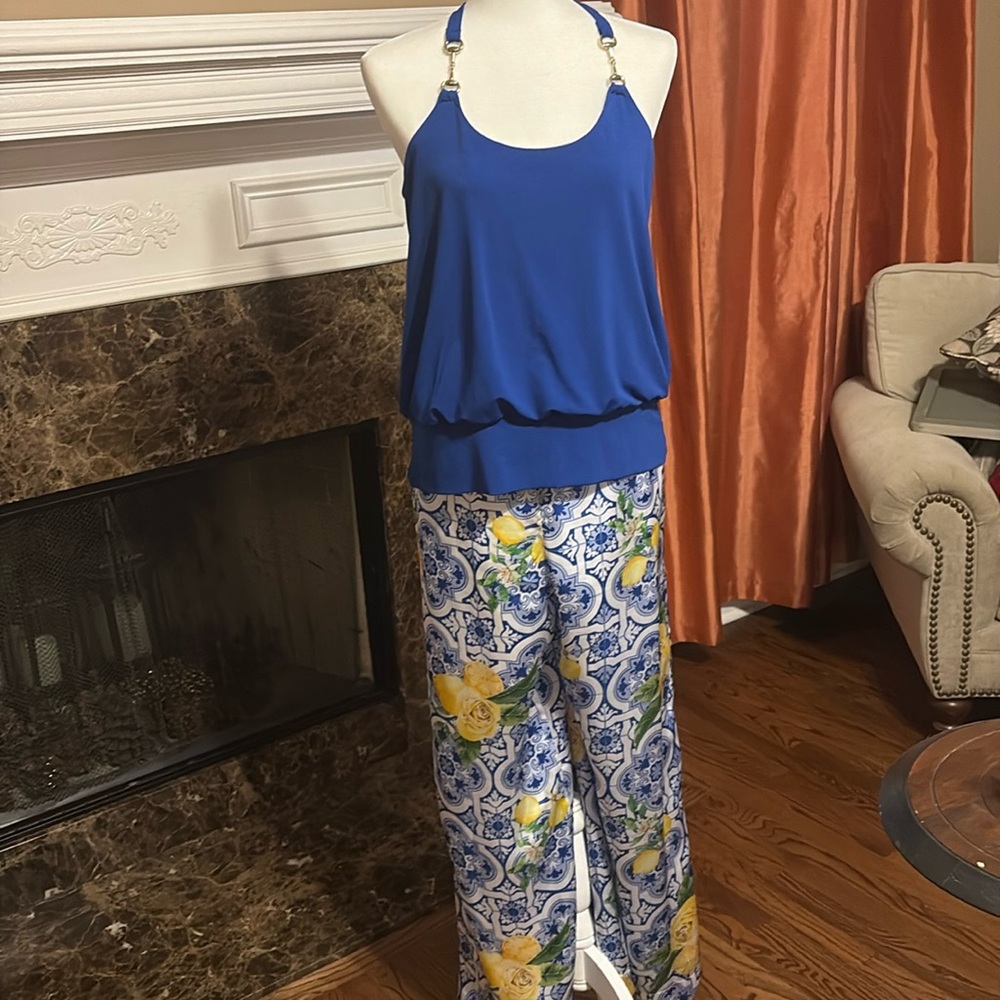 Boston Proper Sz m satin pants and Blouson top
